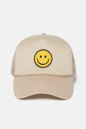 FWCAPM201 - Smiley Embroidered Mesh Back Trucker Cap