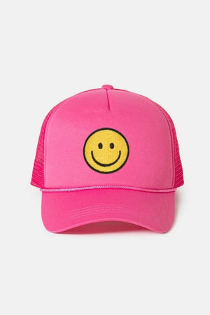 FWCAPM201 - Smiley Embroidered Mesh Back Trucker Cap