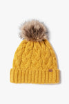 ABB25 - Braided Knit Beanie with Faux Fur Pom
