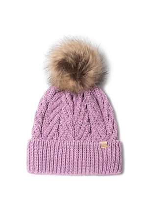 ABB41 - Knit Beanie with Lurex & Faux Fur Pom
