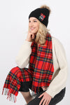 ABB856 - "Dog Mom" Rib Knit Beanie with Faux Fur Pom