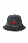 ABU1828 - Cherry Embroidered Distressed Edge Bucket Hat
