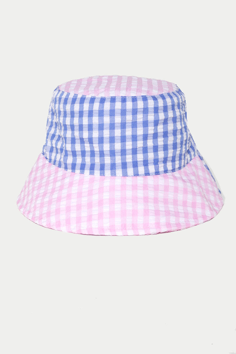 ABU4441 - Blue and Pink Gingham Print Bucket Hat
