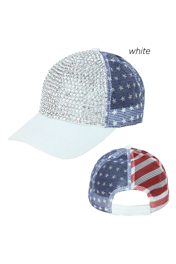 ACAPM6000 - Americana Bling Mesh Cap - David and Young Fashion Accessories