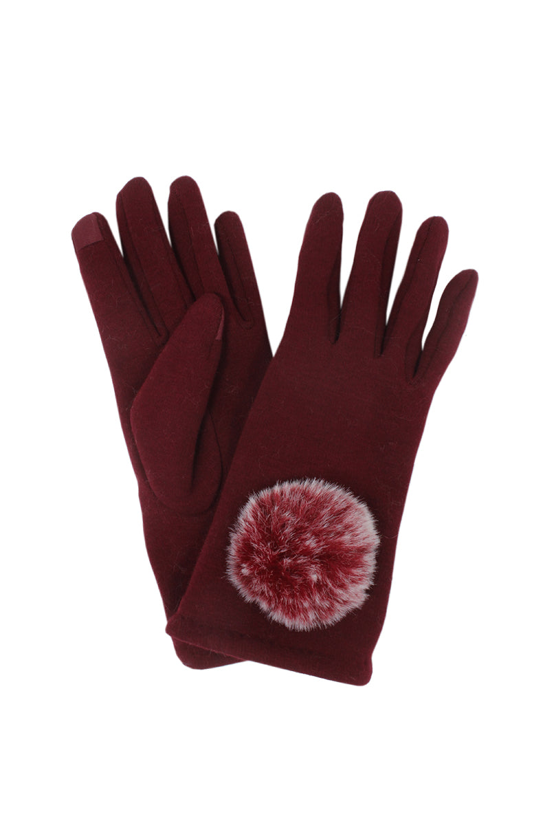 AGL18502 - Faux fur pom tech touch glove