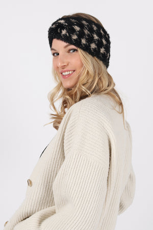 AHW1562 - Hounds tooth Feather Yarn Headwrap