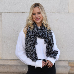 ASF3538 - Crinkled Leopard Light Weight Scarf 35"x80" - David and Young Fashion Accessories