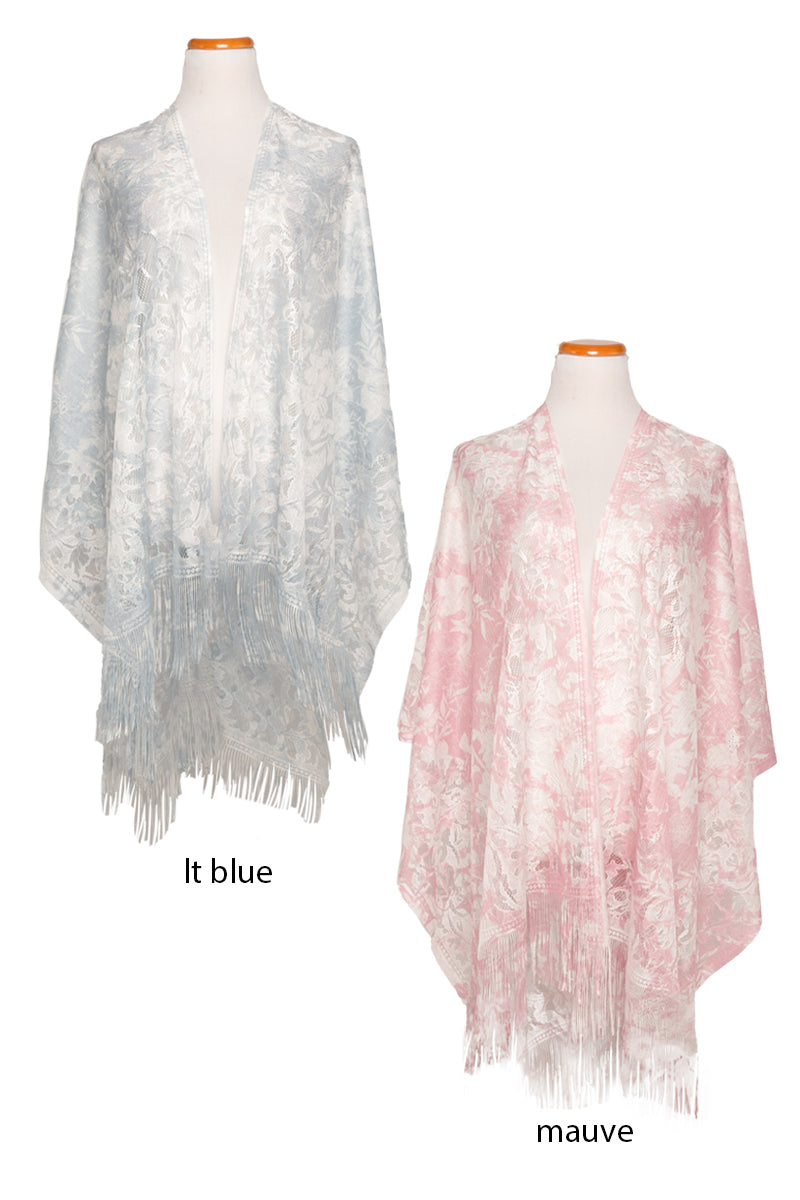 ATO4057 - Floral Printed Lace Ruana