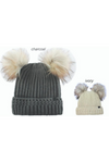 FSBB332 - Knit Beanie with Double Pom and D&Y Tab