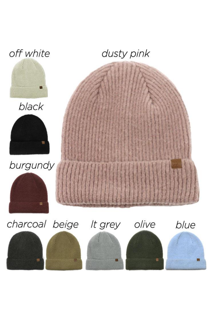 GWBB68 - Solid Rib Beanie with PU Tab - David and Young Wholesale