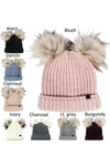 FSBB332 - Knit Beanie with Double Pom and D&Y Tab