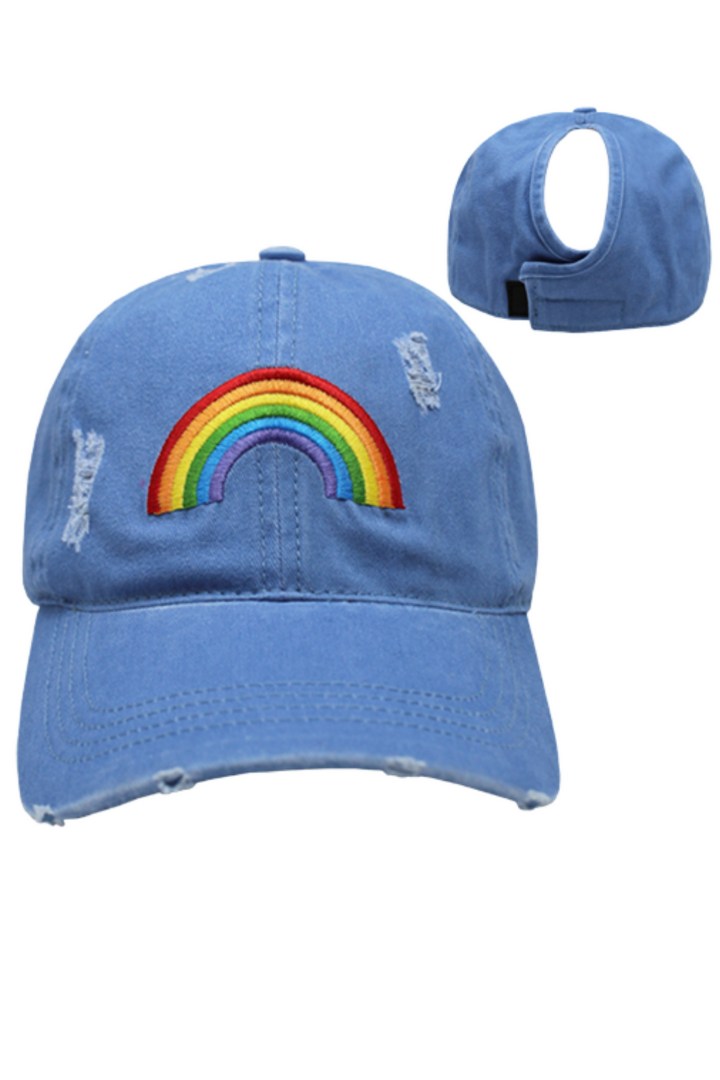FWCAPT311D - Rainbow Distressed Baseball Cap