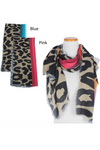 PTSF1112 - Leopard Animal Print with Stripes Scarf - David and Young Fashion Accessories
