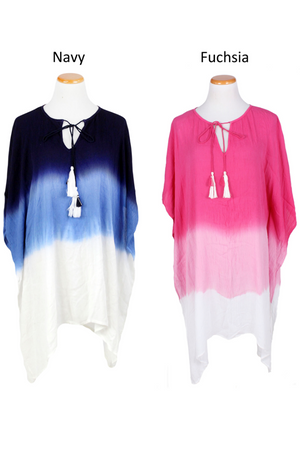 SROP70018 - Dip Dye Shawl with Tassels 40" X 33" - David and Young Fashion Accessories