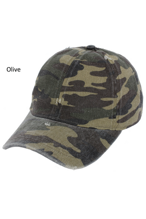FWCAP6098 - Distressed Camo Baseball Cap - David and Young Wholesale
