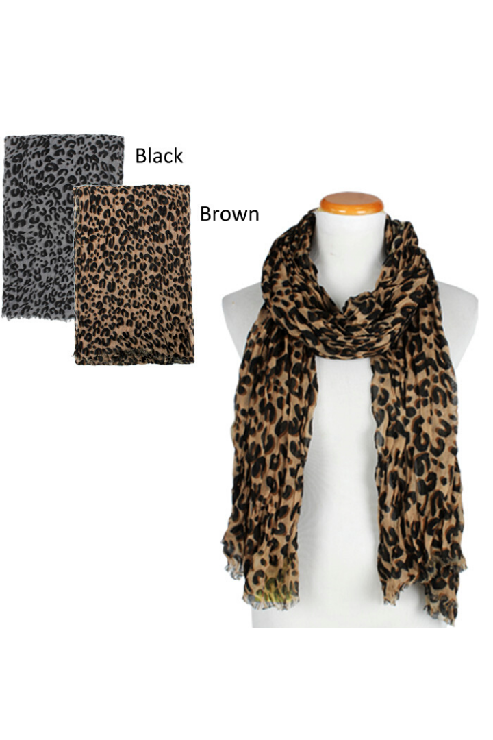 ASF3538 - Crinkled Leopard Light Weight Scarf 35