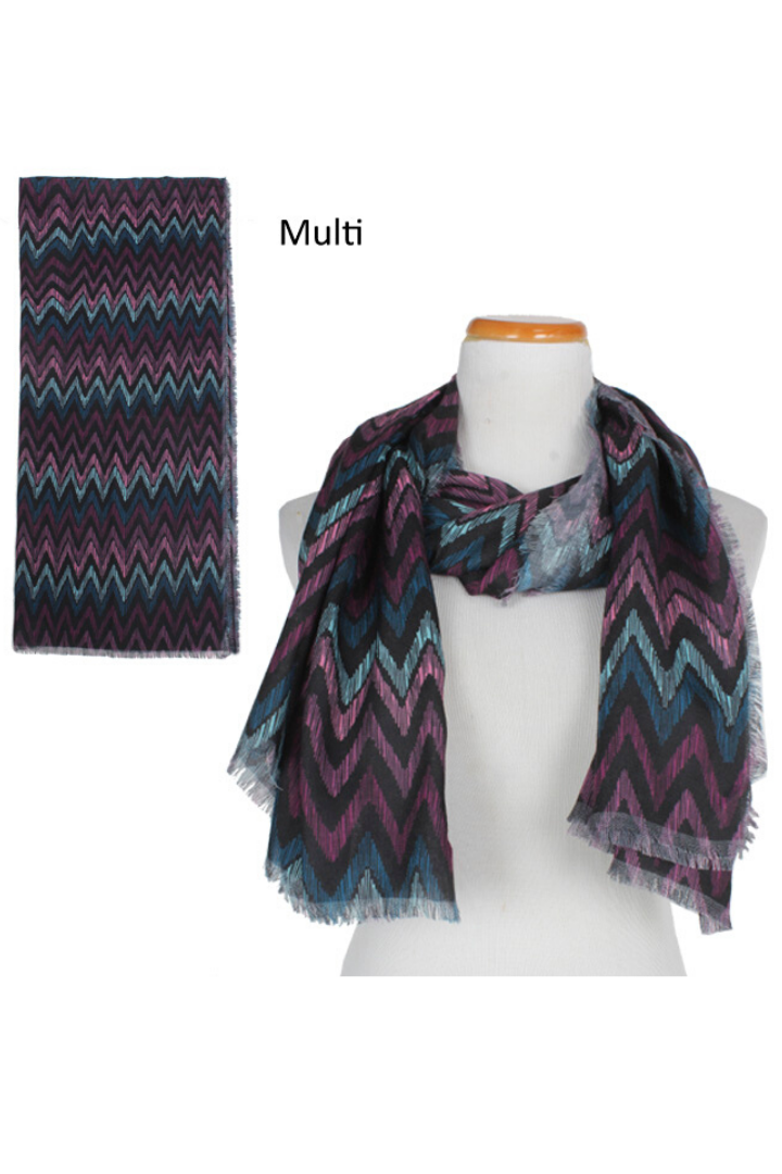 PTSF2901 - Sketchy Chevron Lightweight Scarf 35"x70" - David and Young Fashion Accessories