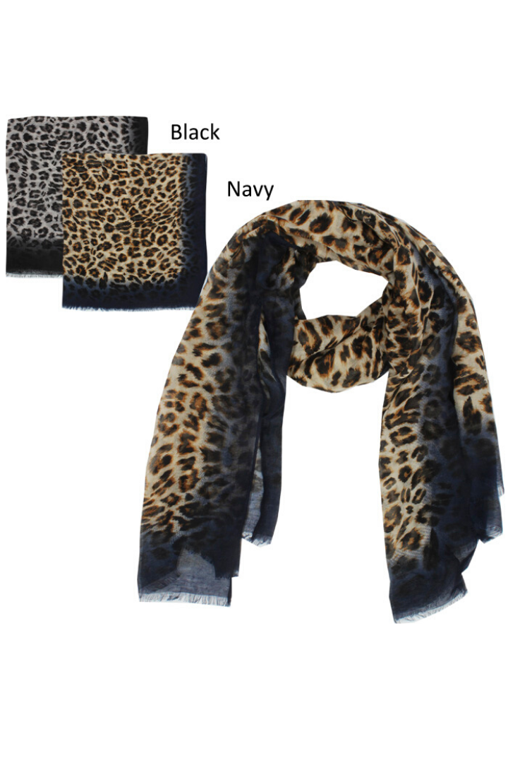 PTSF3132 - Leopard Print Scarf with Self Fringe - David and Young Fashion Accessories