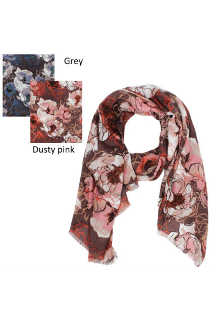 PTSF4182 - Watercolor Floral Lightweight Scarf 35"x70" - David and Young Fashion Accessories