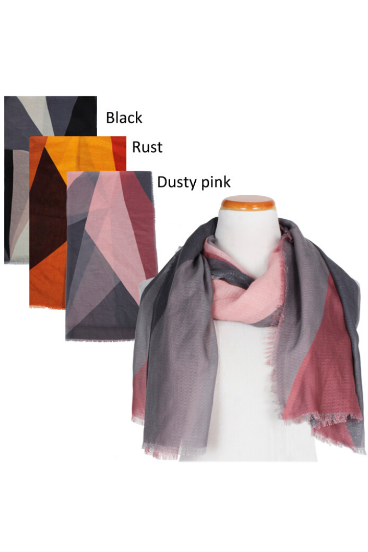 PTSF601 - Colorblock Lightweight Scarf 35"x70" - David and Young Fashion Accessories