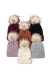 FSBB304 - Braided knit beanie with sherpa lining and faux fur pom