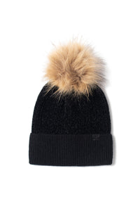 FSBB466 - Chenille Ribbed beanie with faux fur pom