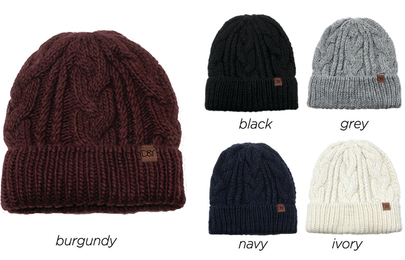 FSBB905 - Cable Knit Beanie With Cuff - David and Young Fashion Accessories