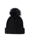 FSBB911 - Heathered cable knit beanie with faux fur pom