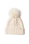 FSBB911 - Heathered cable knit beanie with faux fur pom