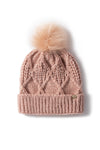 FSBB965 - Metallic yarn knit beanie with faux fur pom