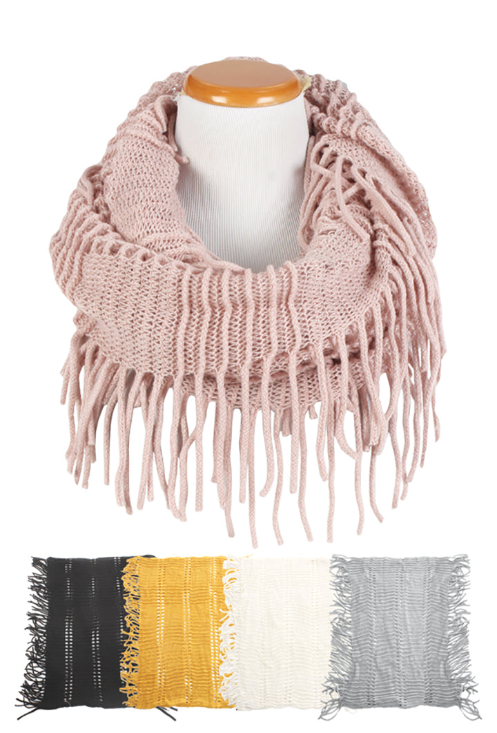 FSINFK1269 - Open Net Infinity Scarf with Fringes - David and Young Wholesale