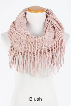 FSINFK1269 - Open Net Infinity Scarf with Fringes - David and Young Wholesale