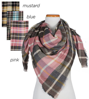 FSSFQ141 - Plaid square scarf "44x44" - David and Young Fashion Accessories