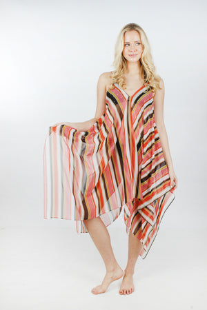 FSTD582 - Stripe Print Shawl "62x54" - David and Young Fashion Accessories