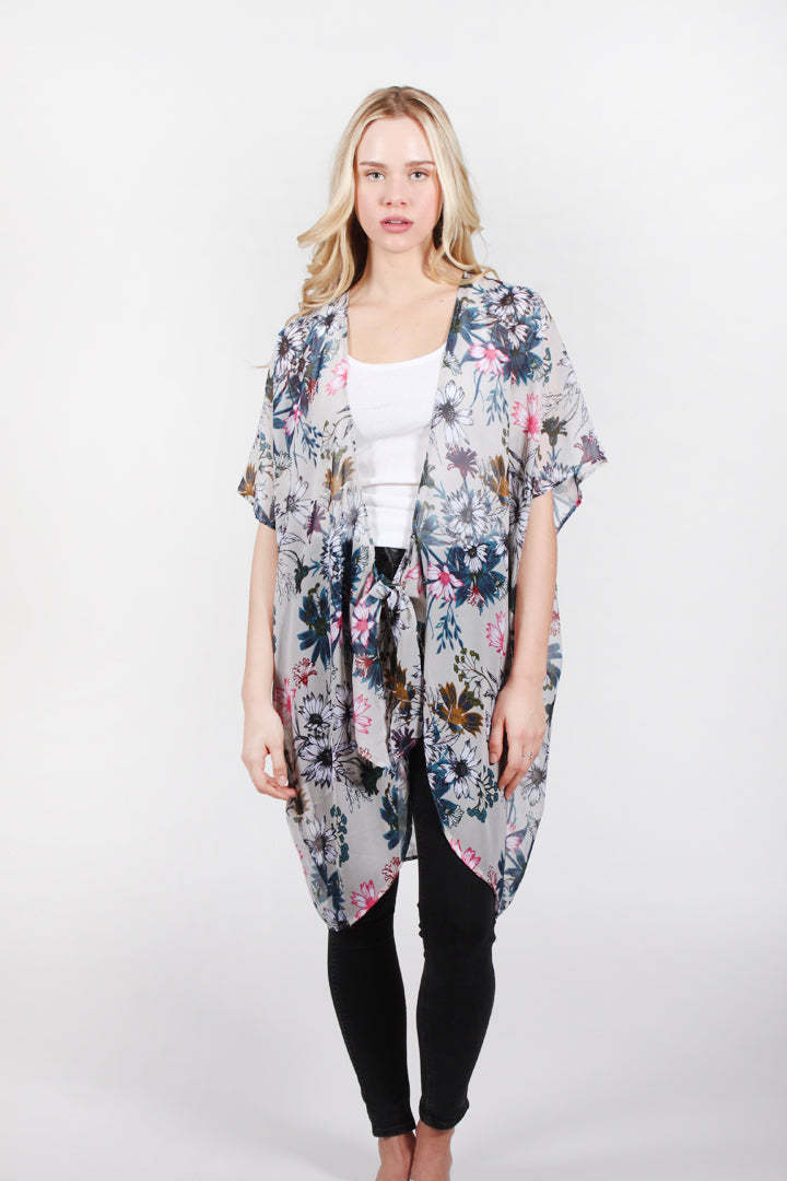 FSTO514 - Floral Printed Tie Front - David and Young Fashion Accessories