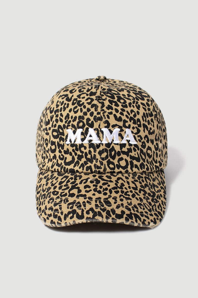 FWCAP1506 - Mama embroidered leopard print baseball cap