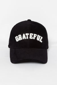 FWCAP2213-Chenille GRATEFULL corduroy baseball CAP