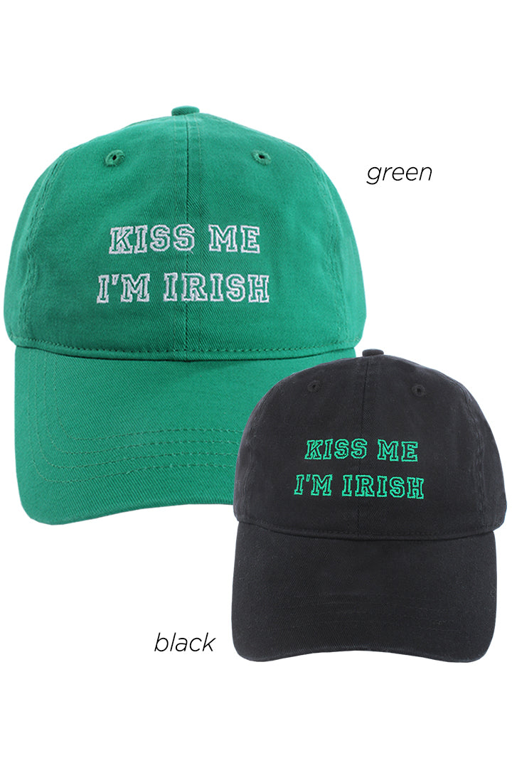 FWCAP93 - "Kiss Me I'm Irish Cotton" Embroidery Cap with Adjustable Buckle Closure - David and Young Fashion Accessories