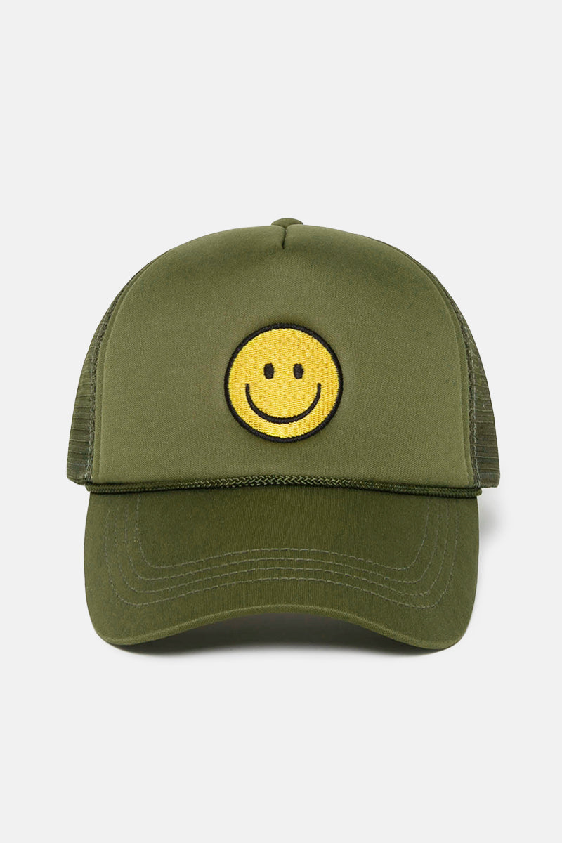 FWCAPM201 - Smiley Embroidered Mesh Back Trucker Cap