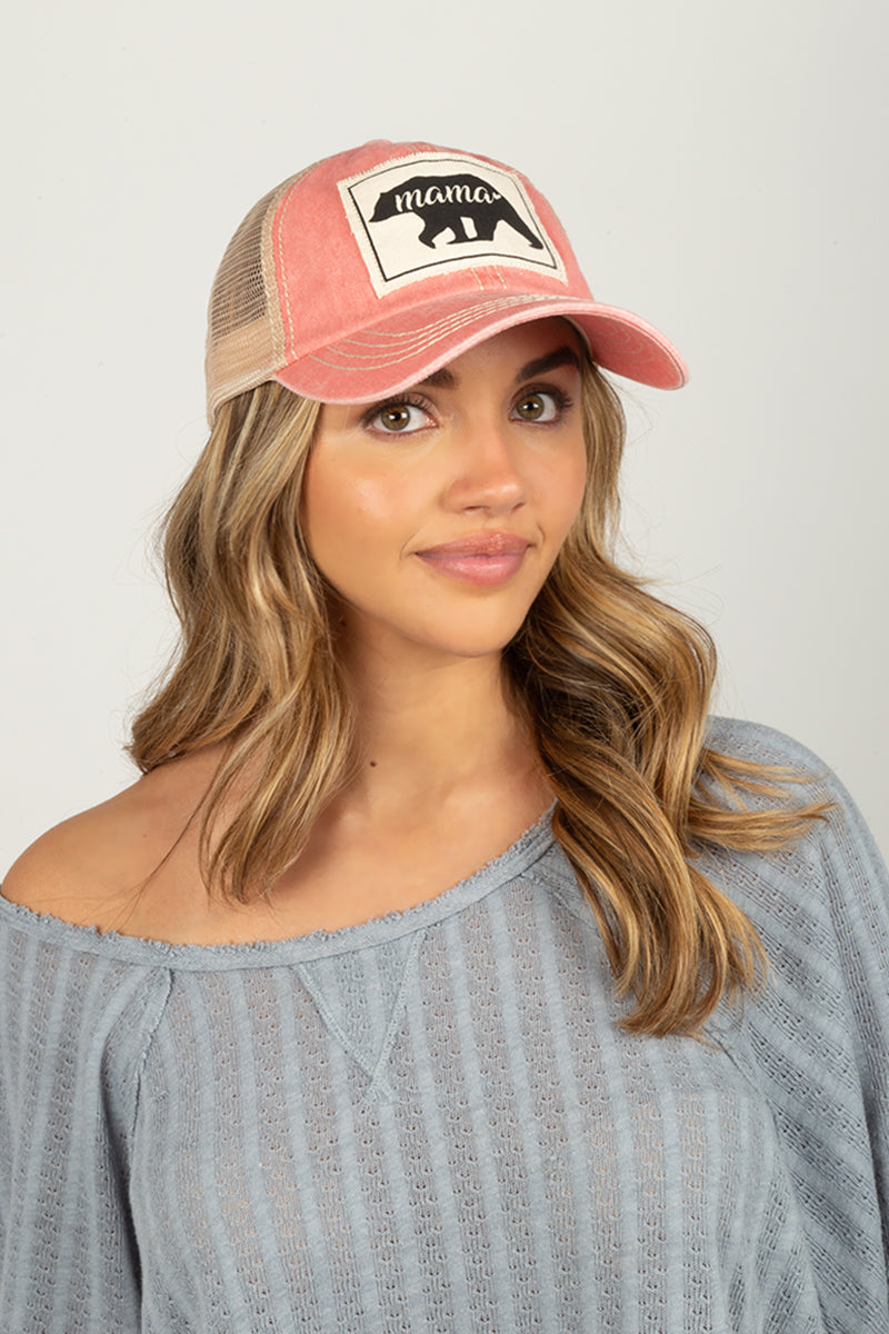 FWCAPM658 - Mama Bear Canvas Patch Baseball Cap
