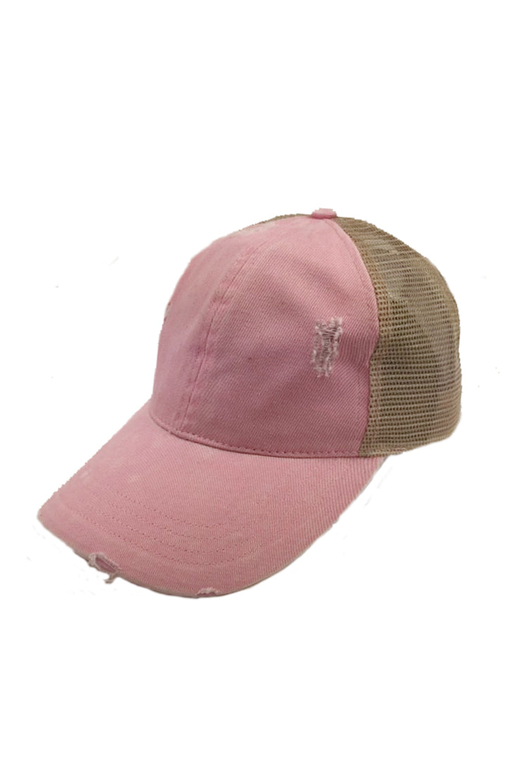 FWCAPMT472 - Distressed Mesh Back Ponyflo Cap – David and