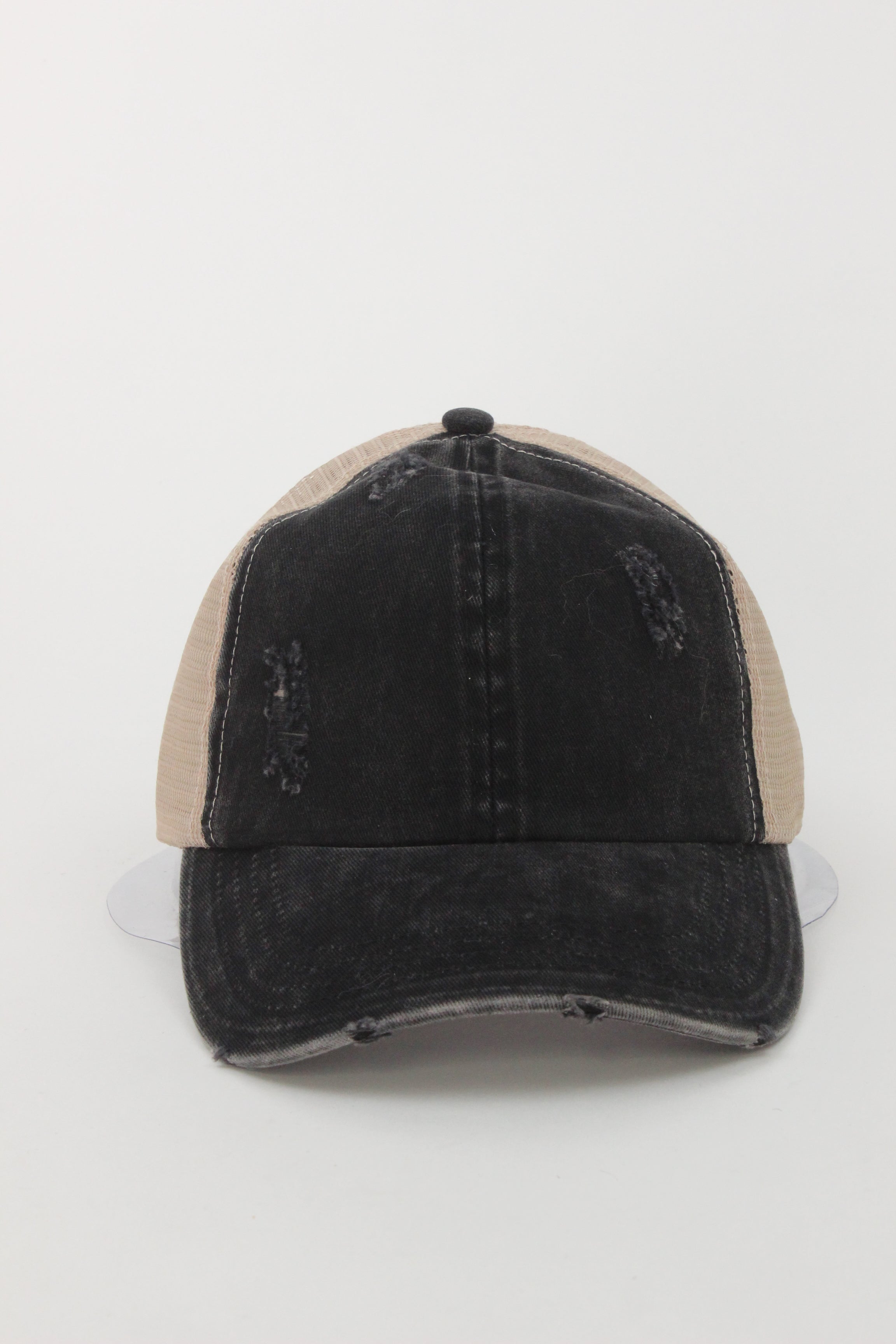 FWCAPMT472 - Distressed Mesh Back Ponyflo Cap – David and