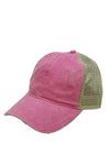 FWCAPMT472 - Distressed Mesh Back Ponyflo Cap - David and Young Wholesale