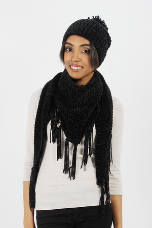 FWSFTRK16331 - Solid Chenille Triangle Scarf - David and Young Wholesale