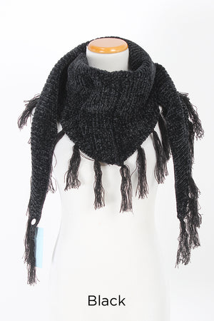 FWSFTRK16331 - Solid Chenille Triangle Scarf - David and Young Wholesale
