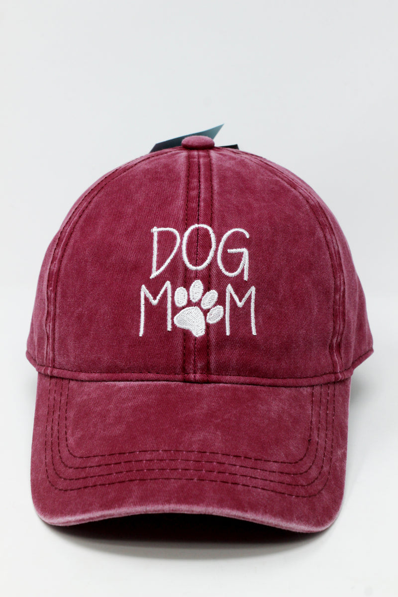 GWCAP256L - "Dog Mom (larger verbiage)" Embroidery Vintage Wash Baseball Cap - David and Young Fashion Accessories