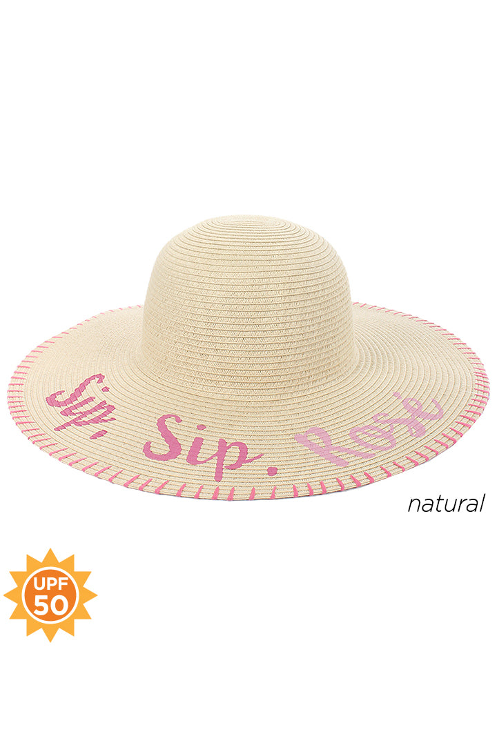 GWFP1902 - "Sip, Sip, Rosé" Straw Floppy - David and Young Fashion Accessories