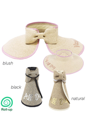 GWVS1901 - Vacay All Day Straw Visor Roll Up - David and Young Fashion Accessories