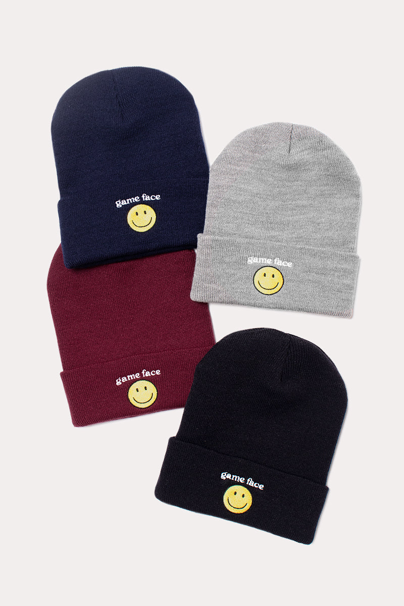 LBB1834 - Game Face Smile Embroidery beanie