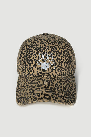 LCAP1435 - Leopard animal printed with Dog Mom Embroidery
